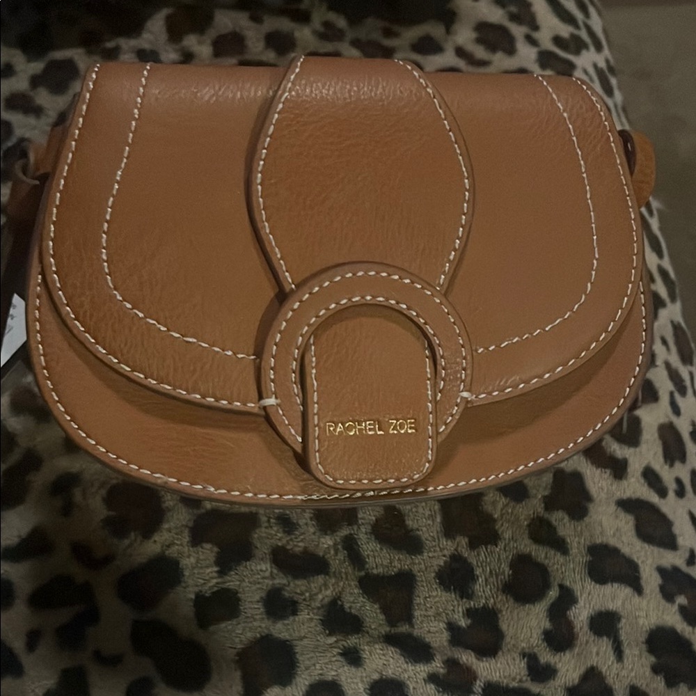 Rachel Zoe Tan Crossbody Bag with Vintage Saddle Design